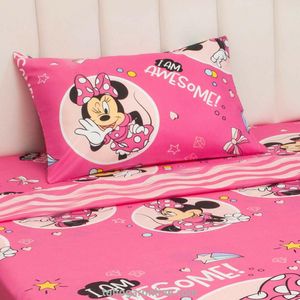 JUEGO DE SÁBANA CON CORTINAS CAMA SENCILLA MINNIE JR