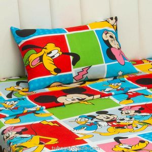 JUEGO DE SÁBANA CON CORTINAS CAMA SENCILLA DISNEY MICKEY Y SUS AMIGOS