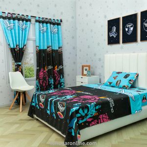 JUEGO DE SÁBANA CON CORTINAS CAMA SENCILLA LIGHTYEAR COMANDO ESTELAR