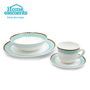 Vajilla Vitroceramica 4/16 Decorada Celeste Home Elements